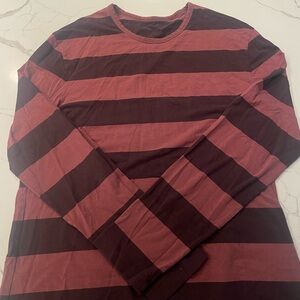 lululemon 5YR Basic Long Sleeve - burgundy/red striped - size L